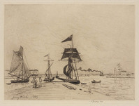 KG 09166
<br/>
Houten pier in de haven van Honfleur
<br/>
<em>Jongkind, Johan Barthold (1819-1891)</em>